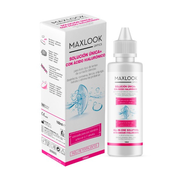 Maxlook Solución Única con Ácido Hialurónico Para Lentes de Contacto Blandas 100ml