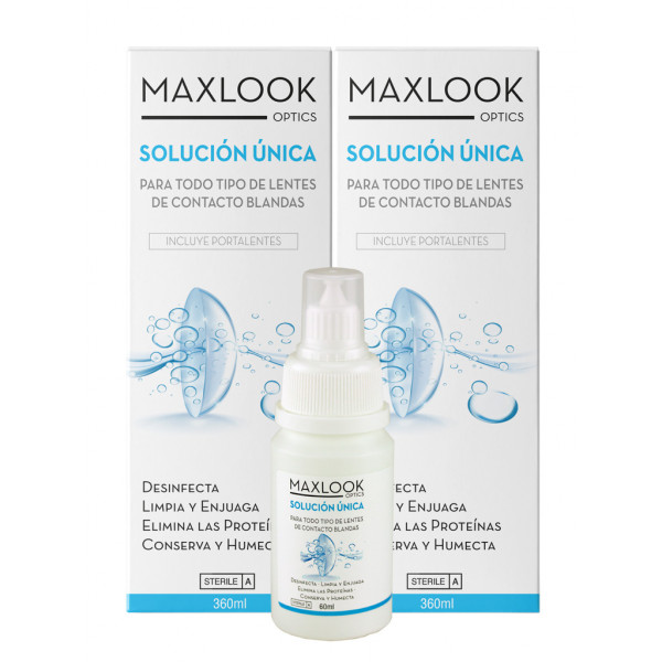 Maxlook All-In-One Contact Lense Solution Pack 2x360ml+1x60ml
