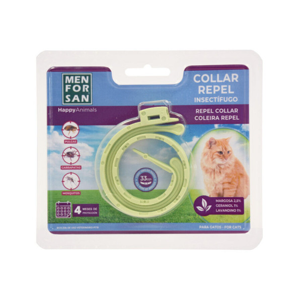 Menforsan Collar Anti-insectos con margosa, geraniol y lavandino para gatos