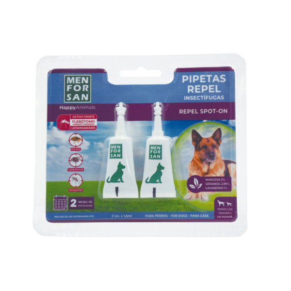 Menforsan Pipetas Anti-insectos para perros con margosa, geraniol y lavandino