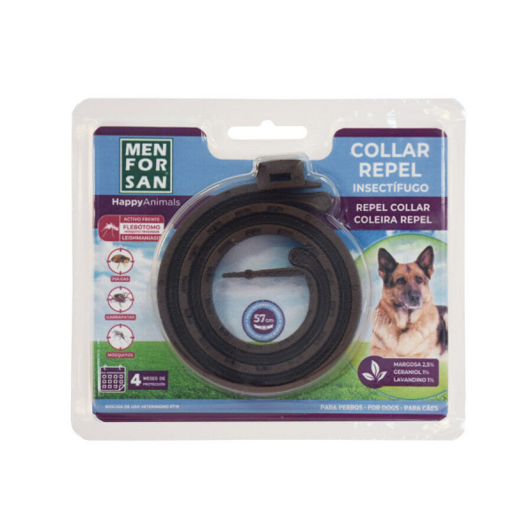 Menforsan collar Anti-insectos para razas medianas y grandes con margosa, geraniol y lavandino para perros