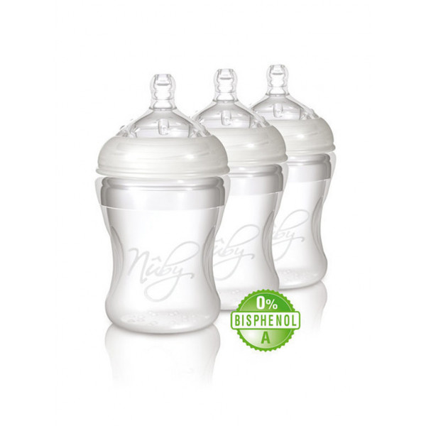 Nûby Natural Touch SoftFlex Silicone Feeding Bottle 210ml (Pack 3pcs)